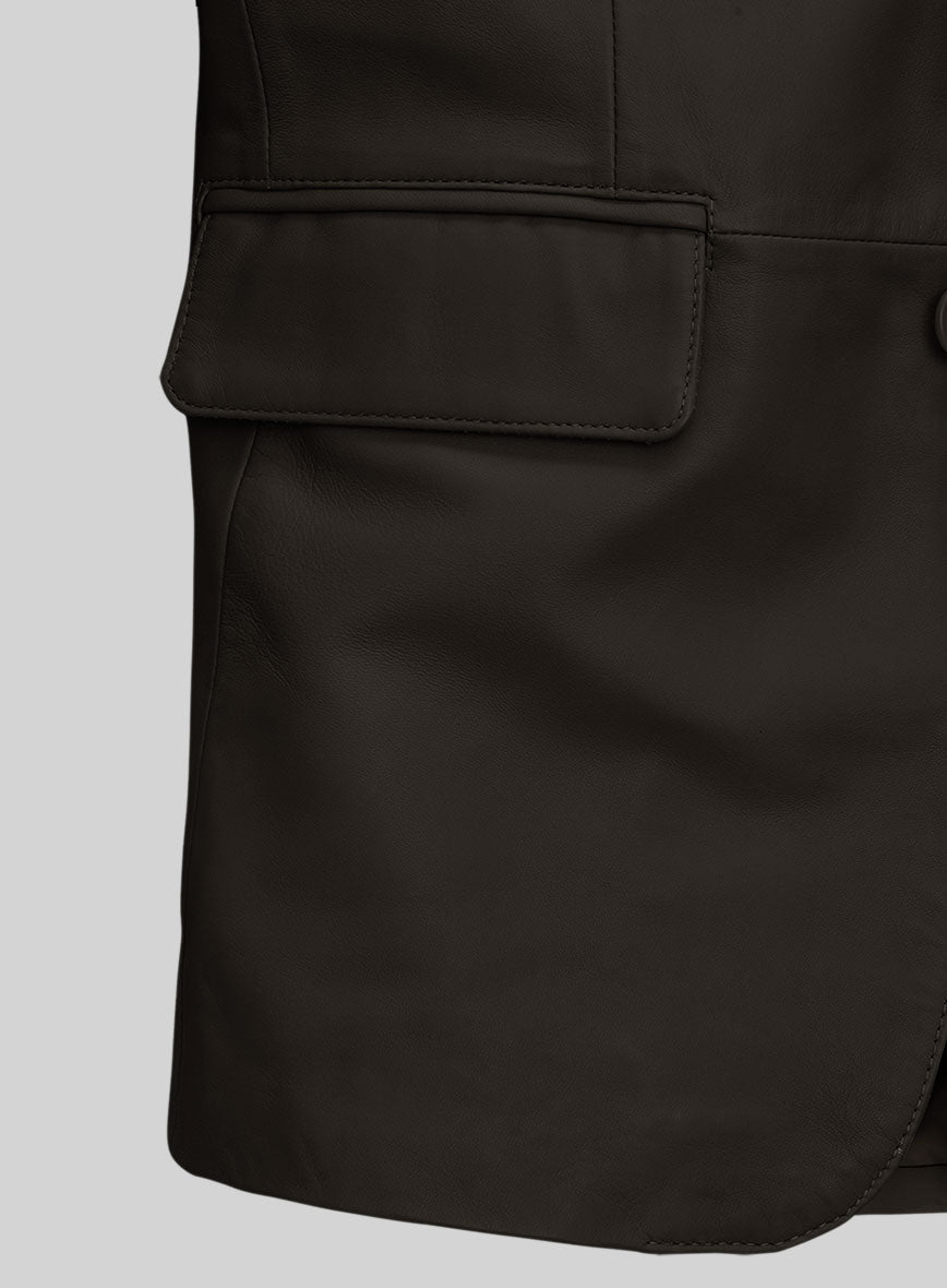 Soft Louis Brown Leather Blazer - StudioSuits
