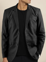 Soft Rich Black Leather Blazer - StudioSuits