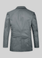 Soft Sherpa Gray Leather Blazer - StudioSuits