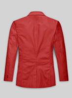 Soft Tango Red Leather Blazer - StudioSuits