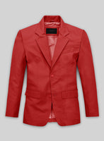 Soft Tango Red Leather Blazer - StudioSuits