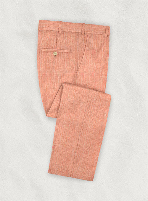 Soho Cuban Orange Wool Linen Pants - StudioSuits