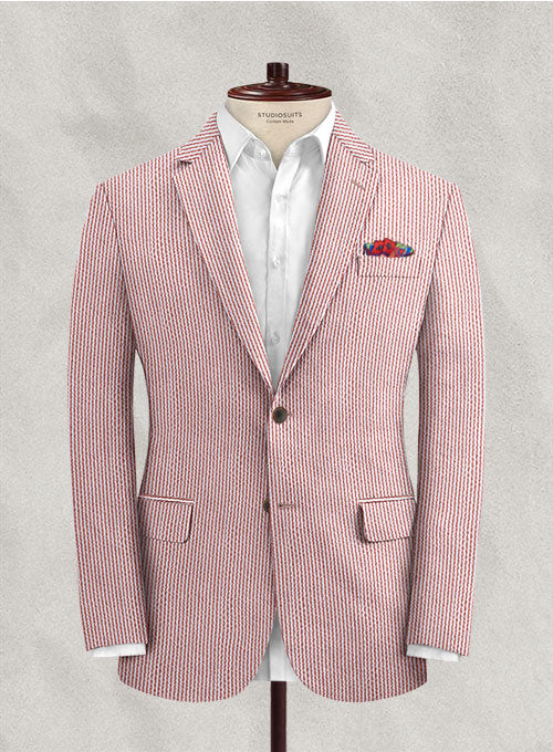 Solbiati Coral Red Seersucker Suit - StudioSuits