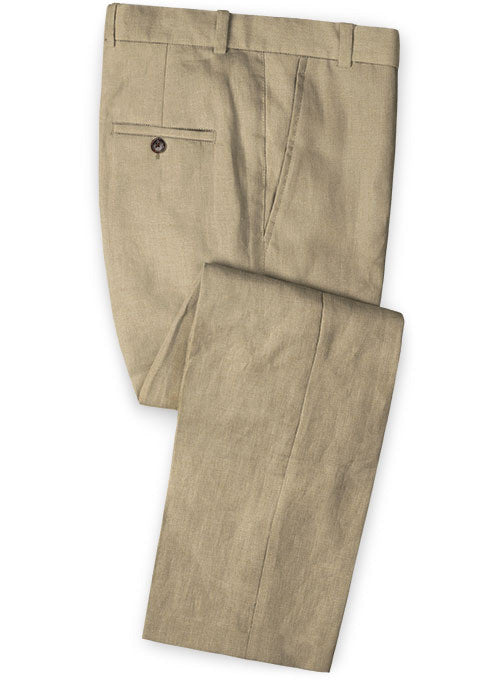 Solbiati Beige Linen Pants - StudioSuits