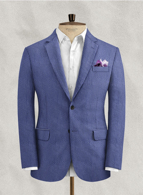 Solbiati Azure Blue Seersucker Jacket - StudioSuits