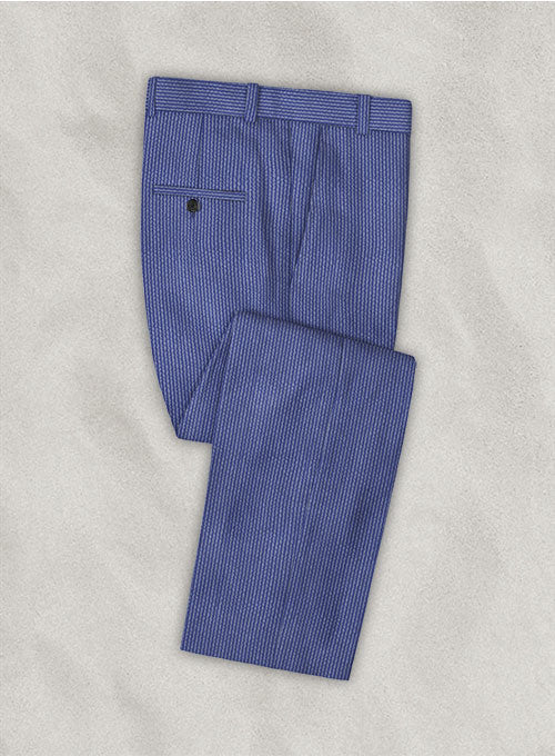 Solbiati Azure Blue Seersucker Pants - StudioSuits