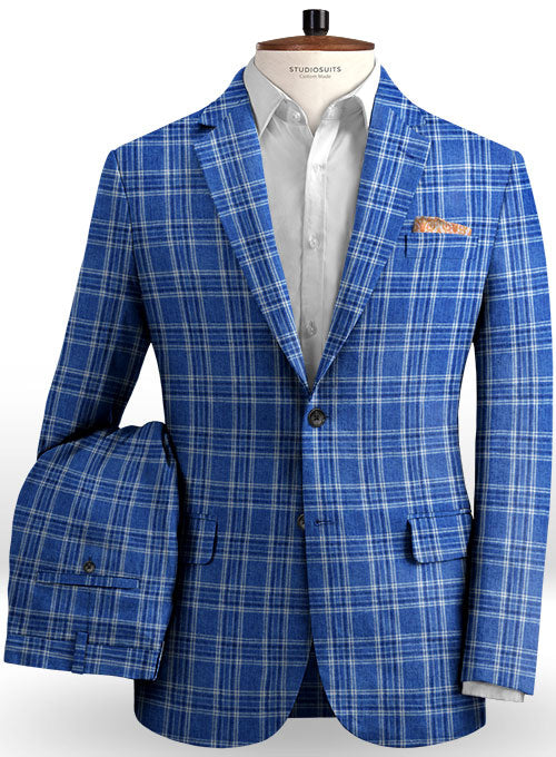 Solbiati Blue Square Linen Suit - StudioSuits