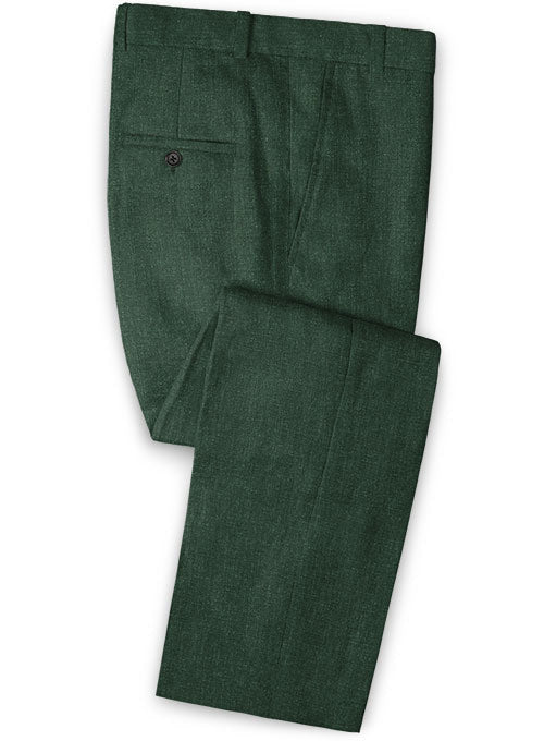 Solbiati Bottle Green Linen Pants - StudioSuits