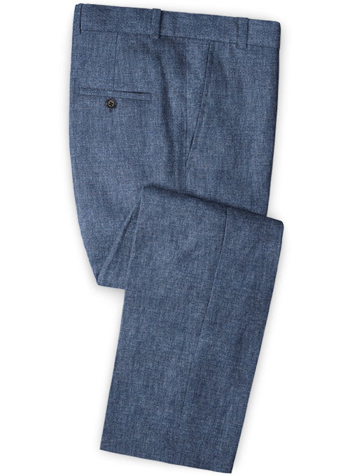 Solbiati Cadel Blue Linen Pants - StudioSuits