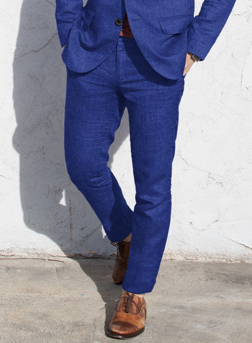Solbiati Cobalt Blue Linen Pants - StudioSuits