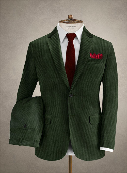 Solbiati Cocktail Green Corduroy Suit - StudioSuits