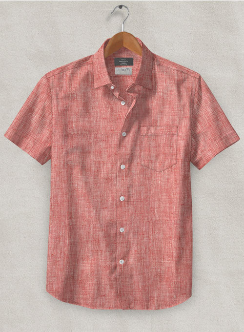 Solbiati Coral Red Linen Shirt