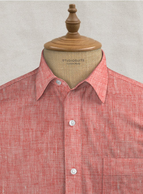 Solbiati Coral Red Linen Shirt