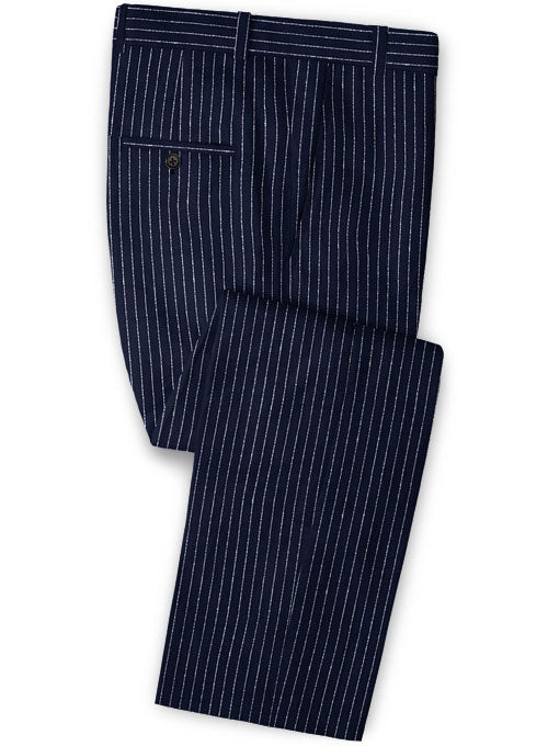 Solbiati Dark Blue Stripes Linen Suit - StudioSuits