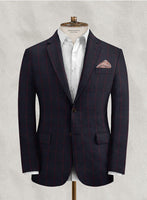 Solbiati Dark Blue Checks Seersucker Jacket - StudioSuits