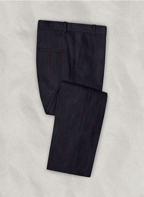 Solbiati Dark Blue Checks Seersucker Pants - StudioSuits