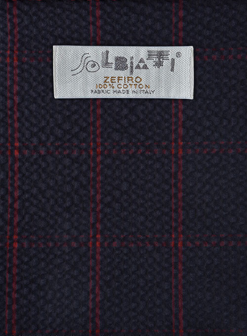 Solbiati Dark Blue Checks Seersucker Pants - StudioSuits