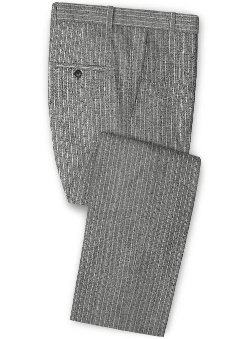 Solbiati Gray Stripes Linen Pants - StudioSuits