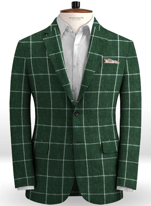 Solbiati Green Windowpane Linen Suit - StudioSuits