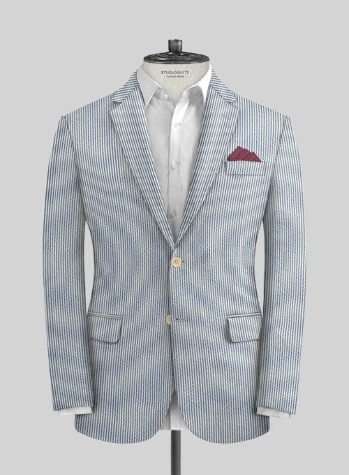 Solbiati Blue Seersucker Jacket - StudioSuits