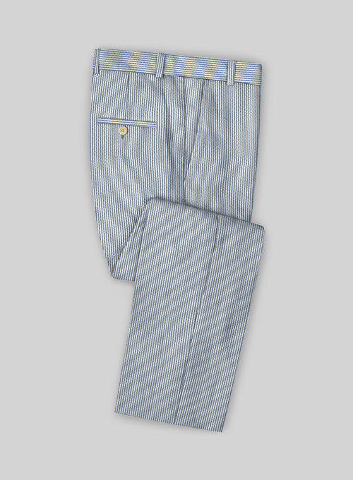 Solbiati Blue Seersucker Pants - StudioSuits
