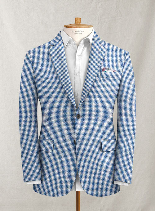 Solbiati Gingham Blue Seersucker Jacket - StudioSuits