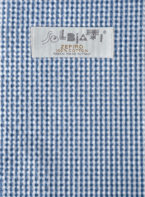 Solbiati Gingham Blue Seersucker Jacket - StudioSuits