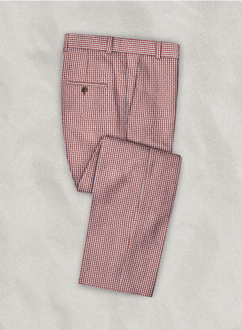 Solbiati Gingham Red Seersucker Pants - StudioSuits