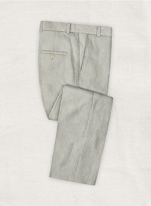 Solbiati Gingham Beige Seersucker Pants - StudioSuits