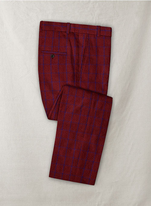 Solbiati Wine Checks Seersucker Pants - StudioSuits