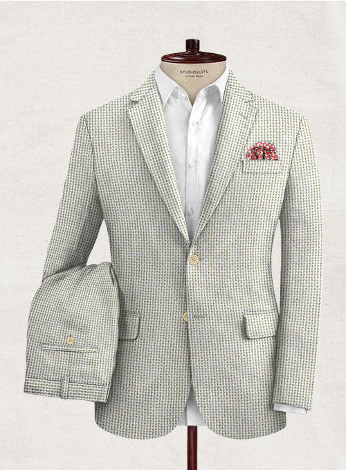 Solbiati Gingham Beige Seersucker Suit - StudioSuits