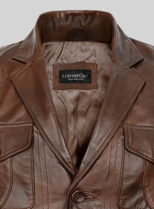 Spanish Brown Leather Blazer - #716 - StudioSuits