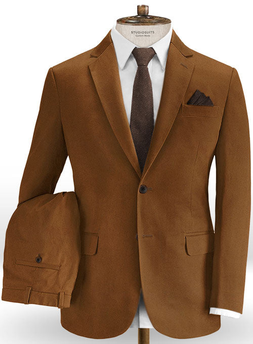 Spring Brown Cotton Stretch Suit - StudioSuits