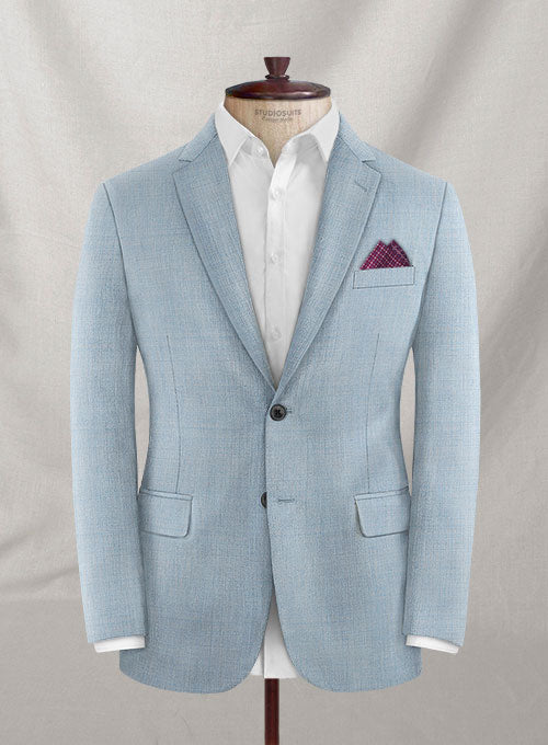 Spring Melange Blue Wool Jacket - StudioSuits
