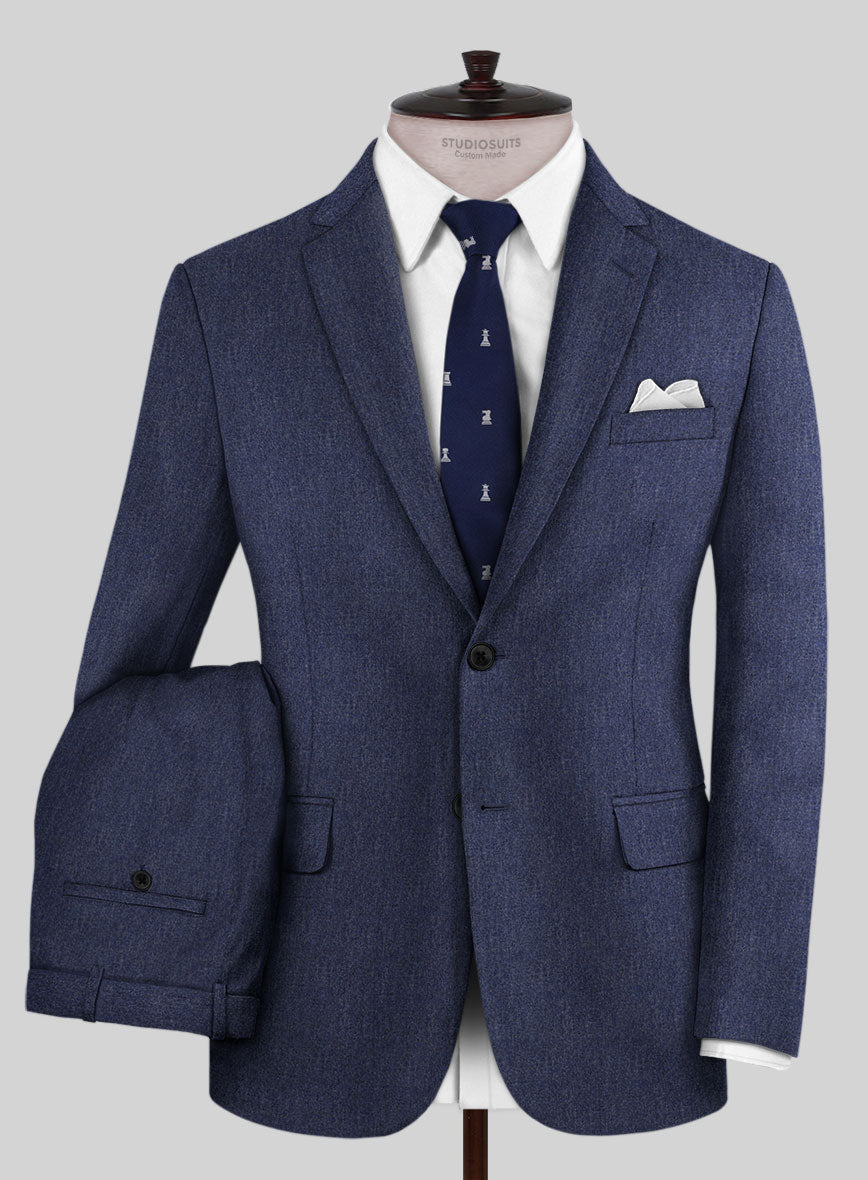 Steel Blue Flannel Wool Suit - StudioSuits