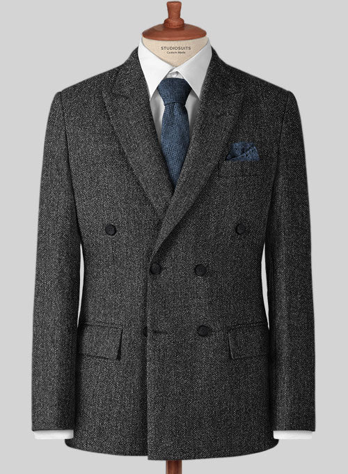 Stone Charcoal Tweed Jacket - StudioSuits