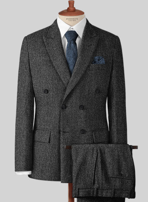Stone Charcoal Tweed Suit - StudioSuits