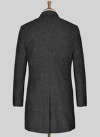 Stone Charcoal Tweed Overcoat - StudioSuits