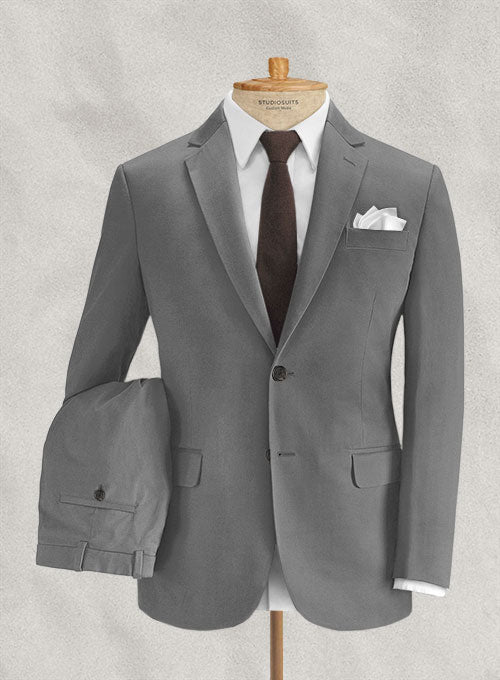 Stretch Summer Weight Gray Chino Suit- Ready Size - StudioSuits