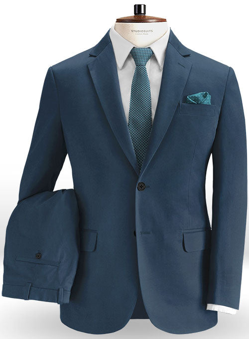 Stretch Summer Weight Ink Blue Chino Suit - StudioSuits