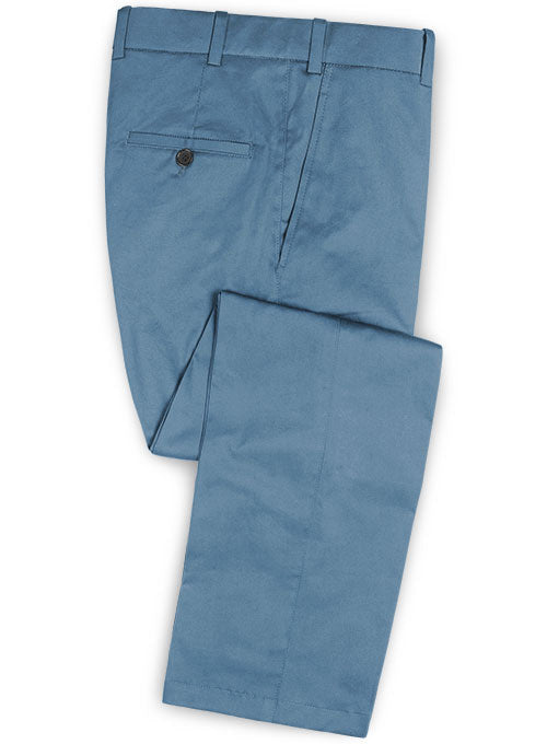 Stretch Summer Weight Saga Blue Chino Pants - StudioSuits