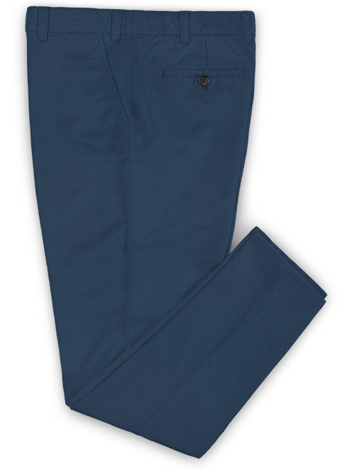 Washed Stretch Summer Weight Ink Blue Chino Pants - StudioSuits