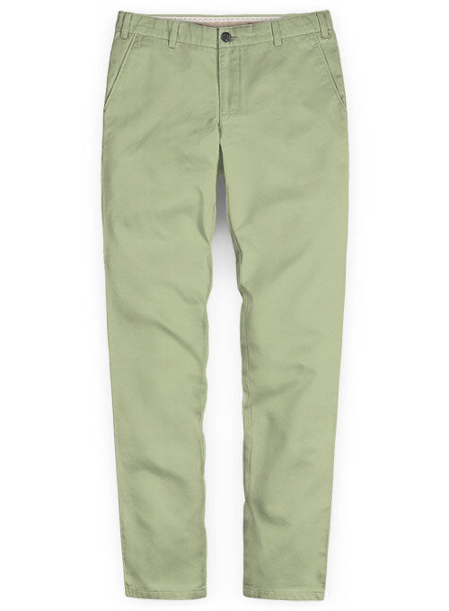 Washed Stretch Summer Weight River Green Chino Pants - StudioSuits
