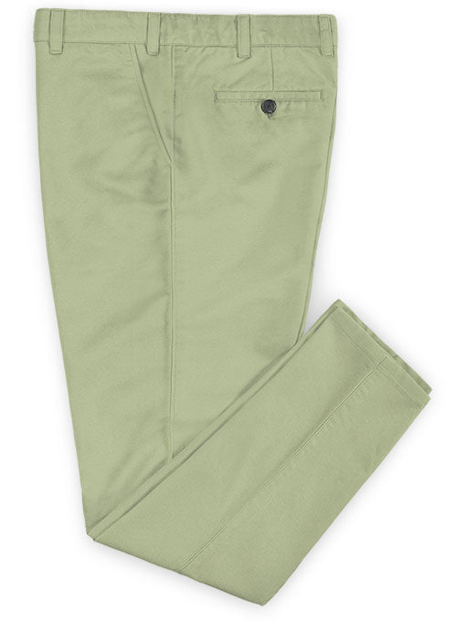 Washed Stretch Summer Weight River Green Chino Pants - StudioSuits