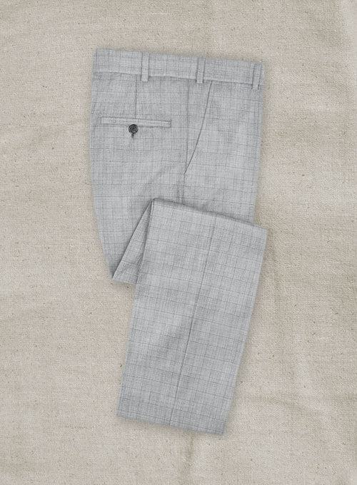 Stretch Boxy Light Gray Wool Pants - StudioSuits