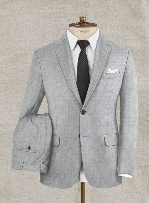 Stretch Boxy Light Gray Wool Suit - StudioSuits