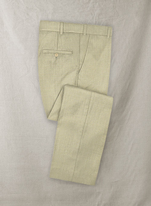 Stretch Checkers Beige Wool Pants - StudioSuits