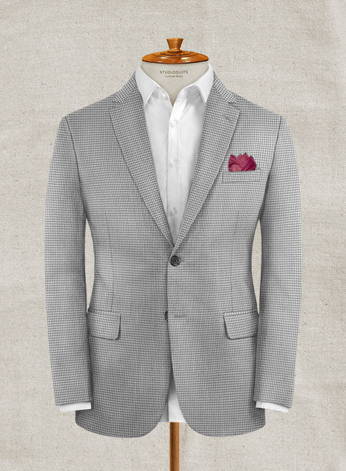 Stretch Checkers Light Gray Wool Jacket - StudioSuits