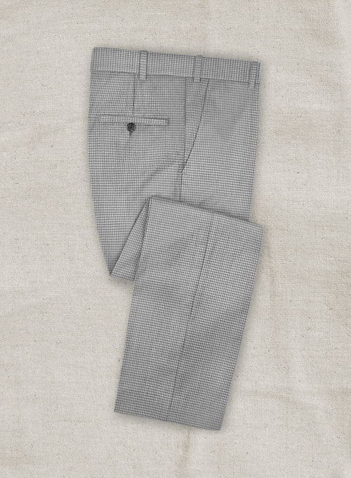 Stretch Checkers Light Gray Wool Pants - StudioSuits
