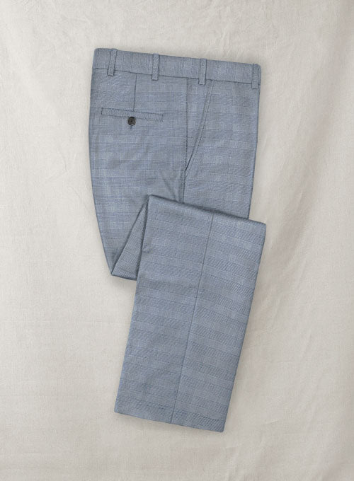 Stretch Glen Blue Wool Pants - StudioSuits